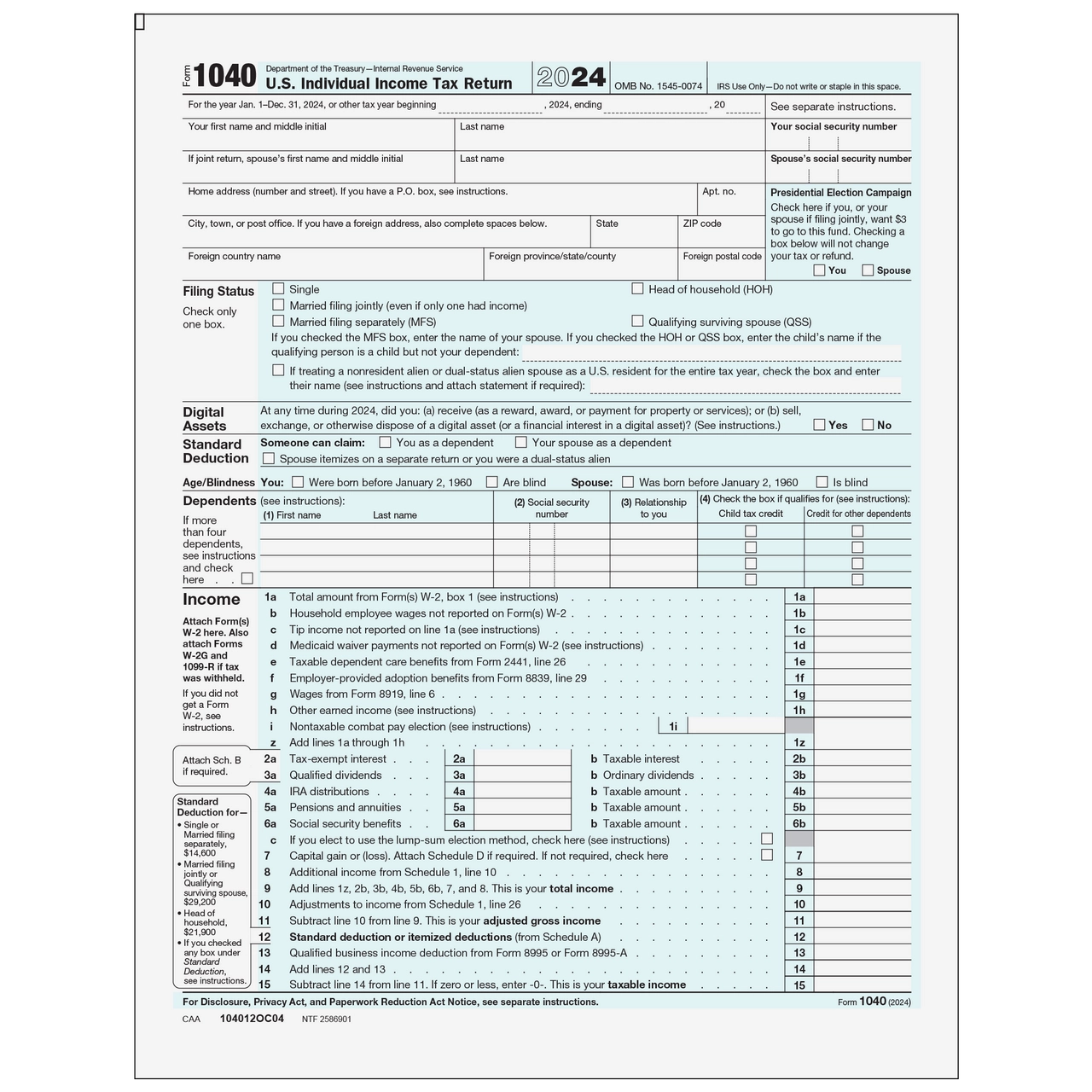 Il 1040 Printable Tax Forms
