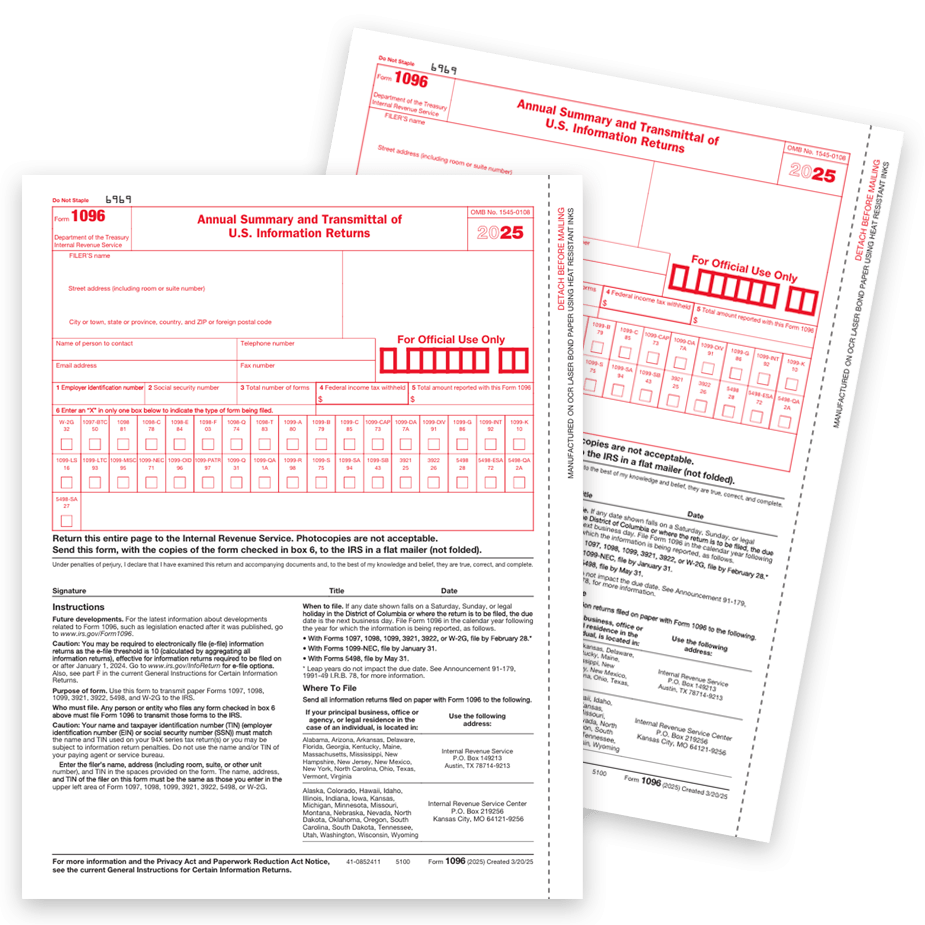 Order Irs Form 1096 Online