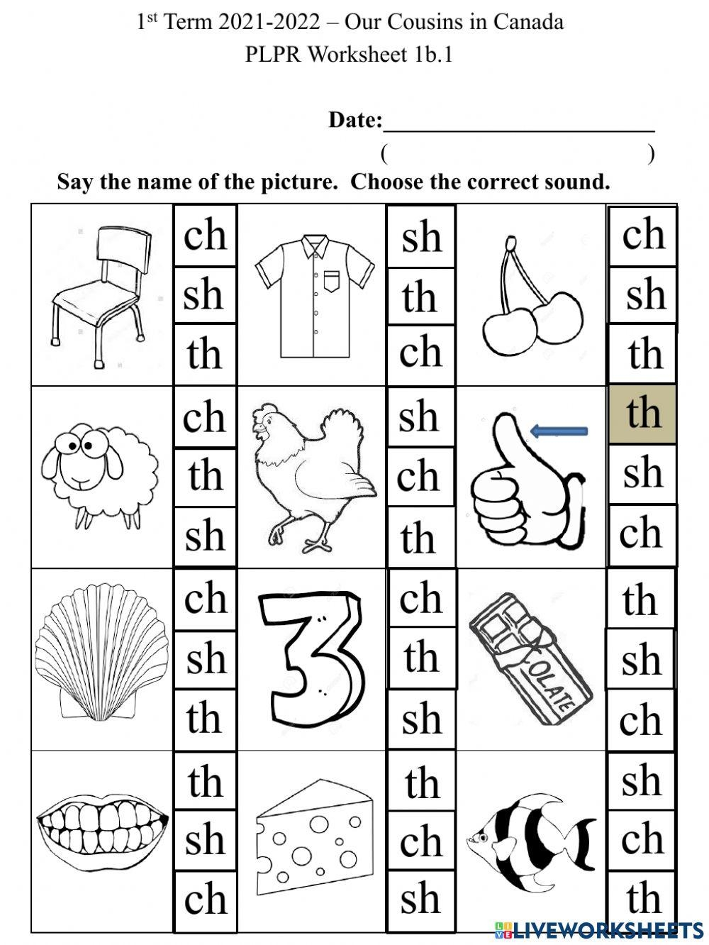 1b 1 Ch Sh Th Worksheet Worksheet Live Worksheets Worksheets 