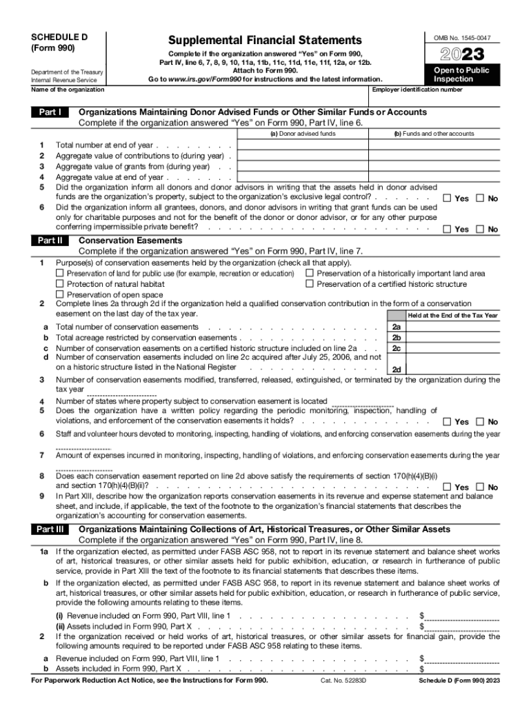 2023 Form IRS 990 Schedule D Fill Online Printable Fillable 