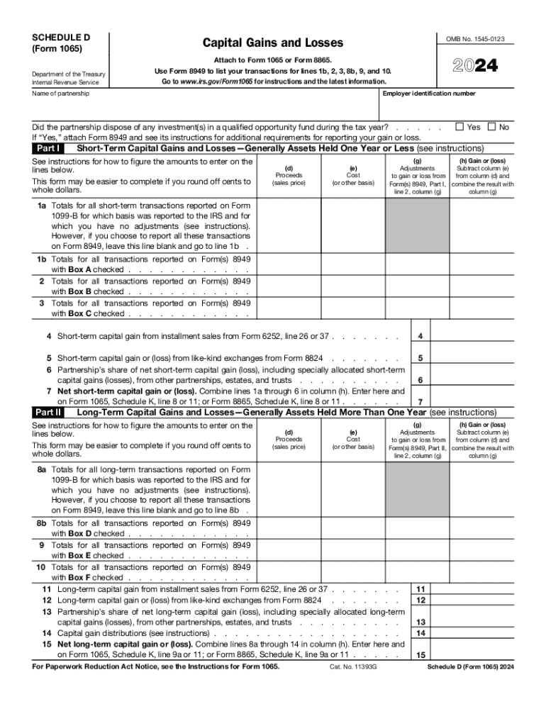 2024 Form IRS 1065 Schedule D Fill Online Printable Fillable 
