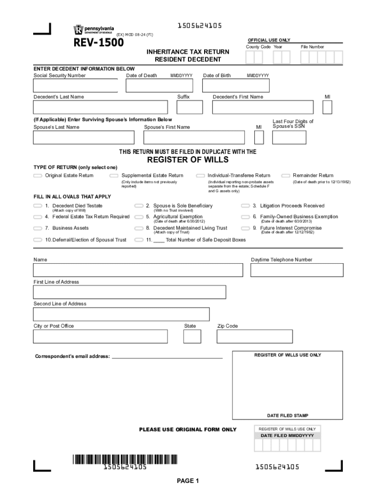2024 Form PA REV 1500 Fill Online Printable Fillable Blank 