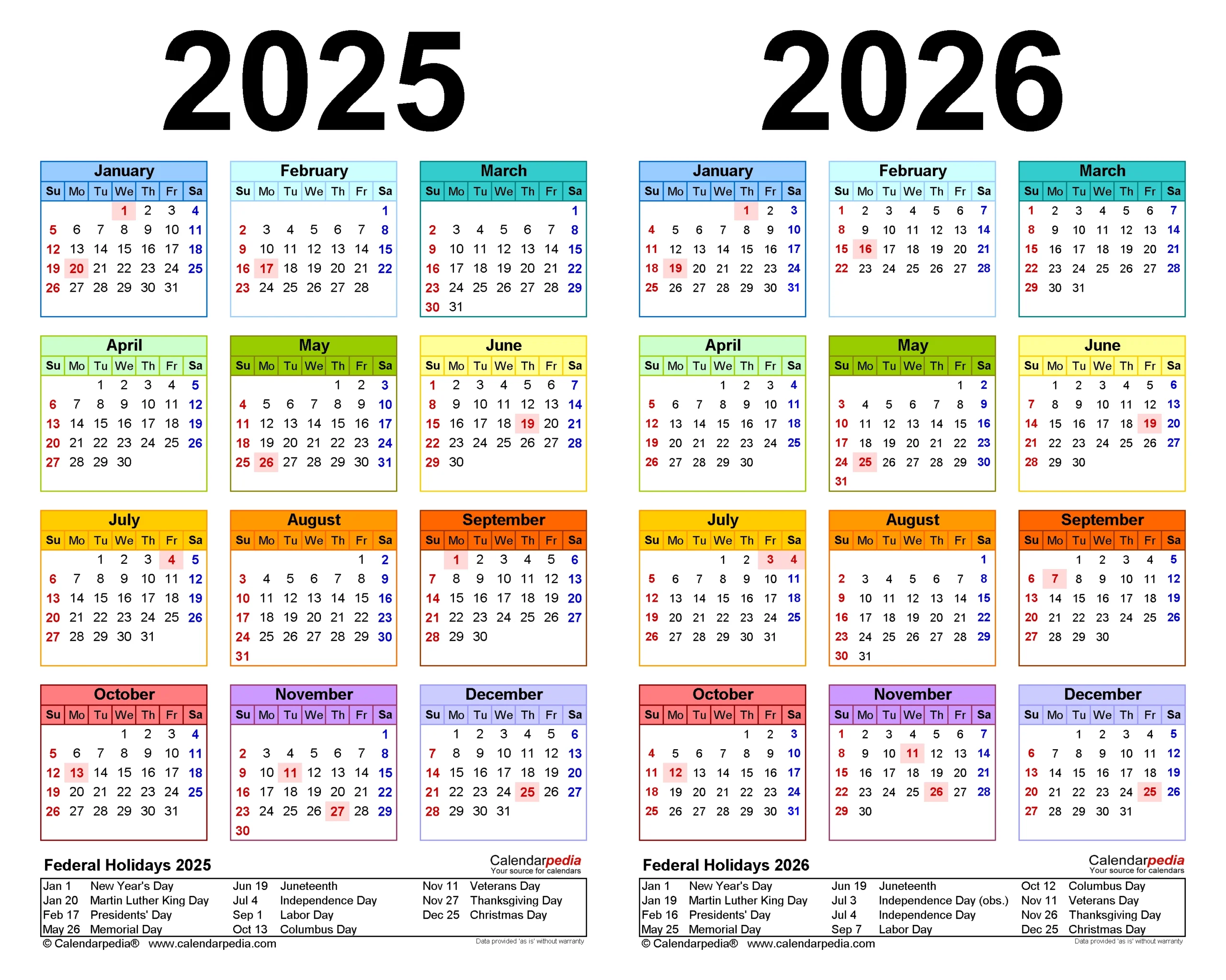 Free 2025 And 2026 Calendar Printable