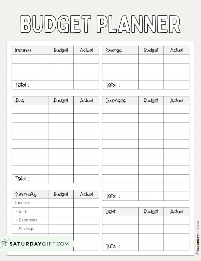 Free Printable Simple Monthly Budget Template
