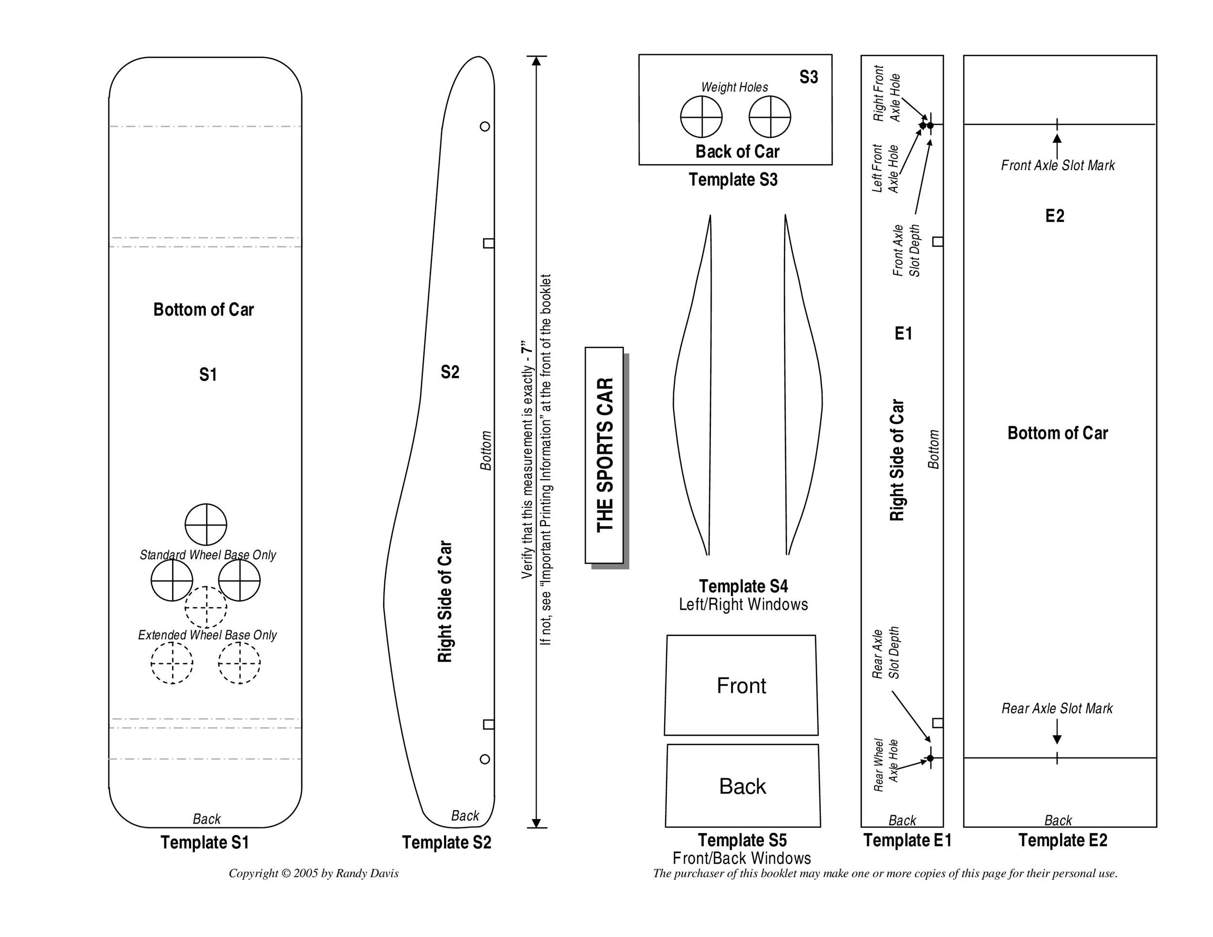 Printable Pinewood Derby Templates