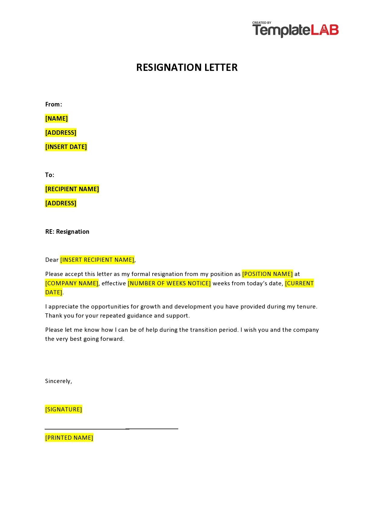 40 Two Weeks Notice Letters amp Resignation Letter Templates 