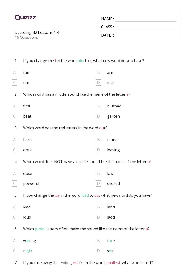50 Decoding Words Worksheets On Quizizz Free amp Printable
