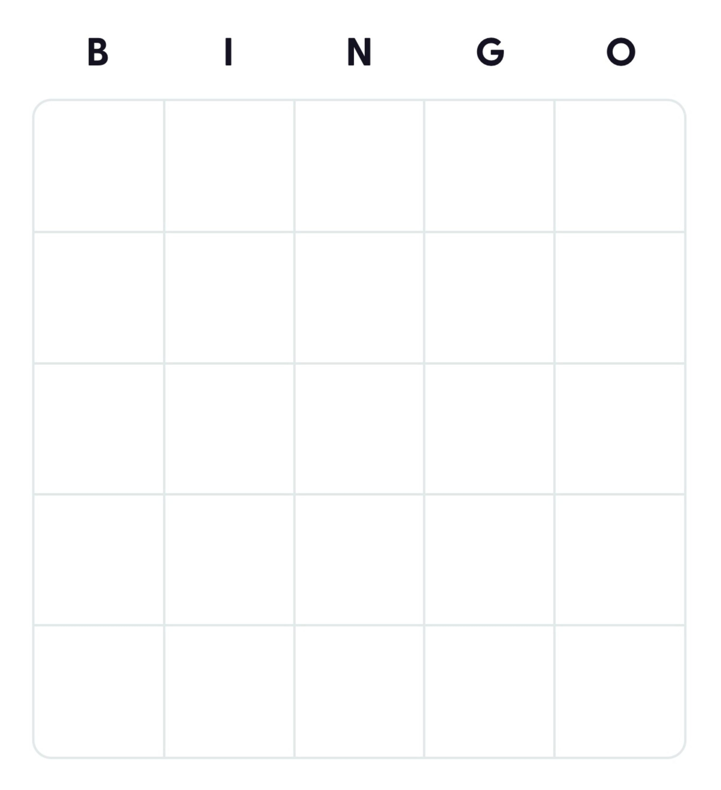 Free Printable Cute Bingo Template