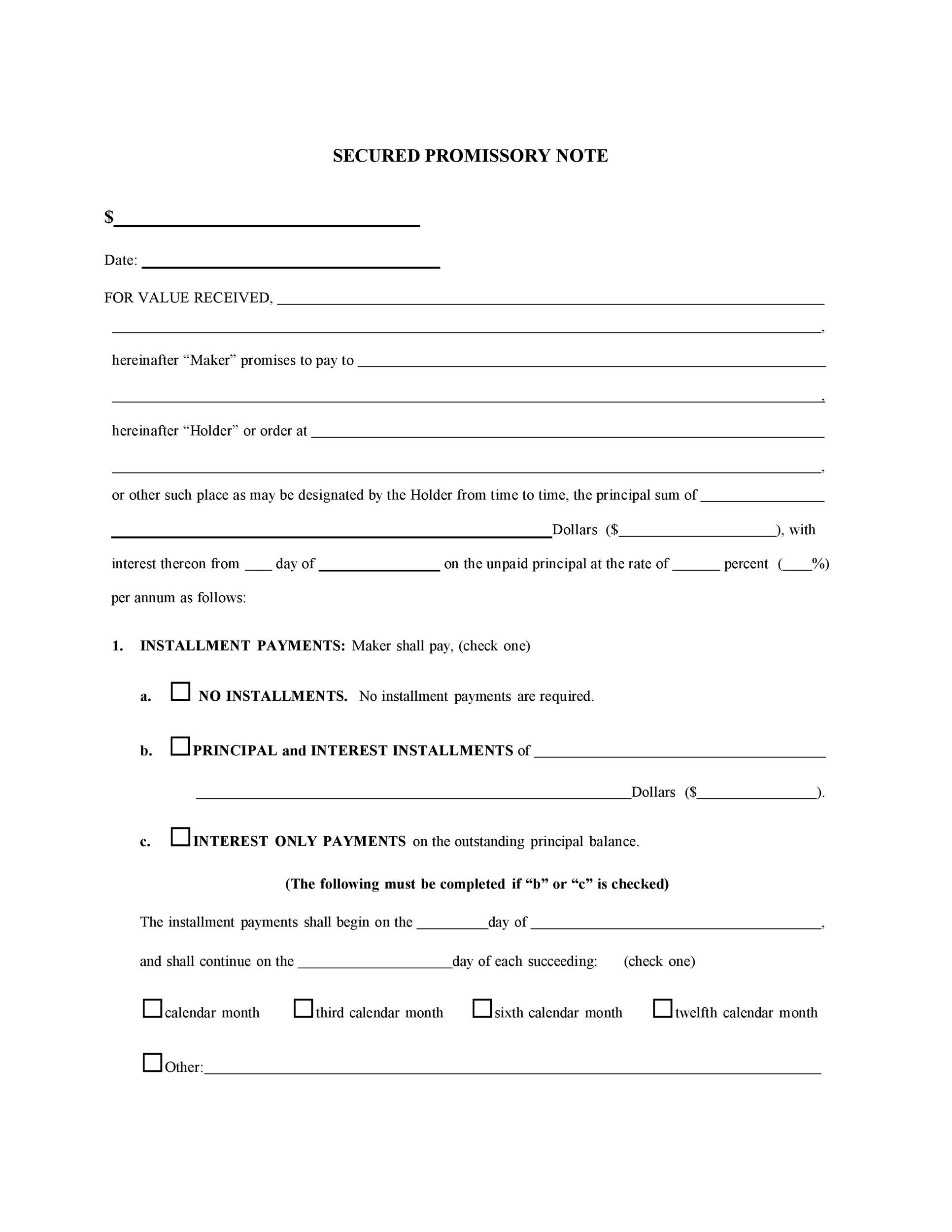 Printable Simple Promissory Note Template
