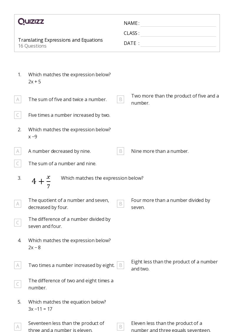 Math Worksheets For 9th Graders Printable