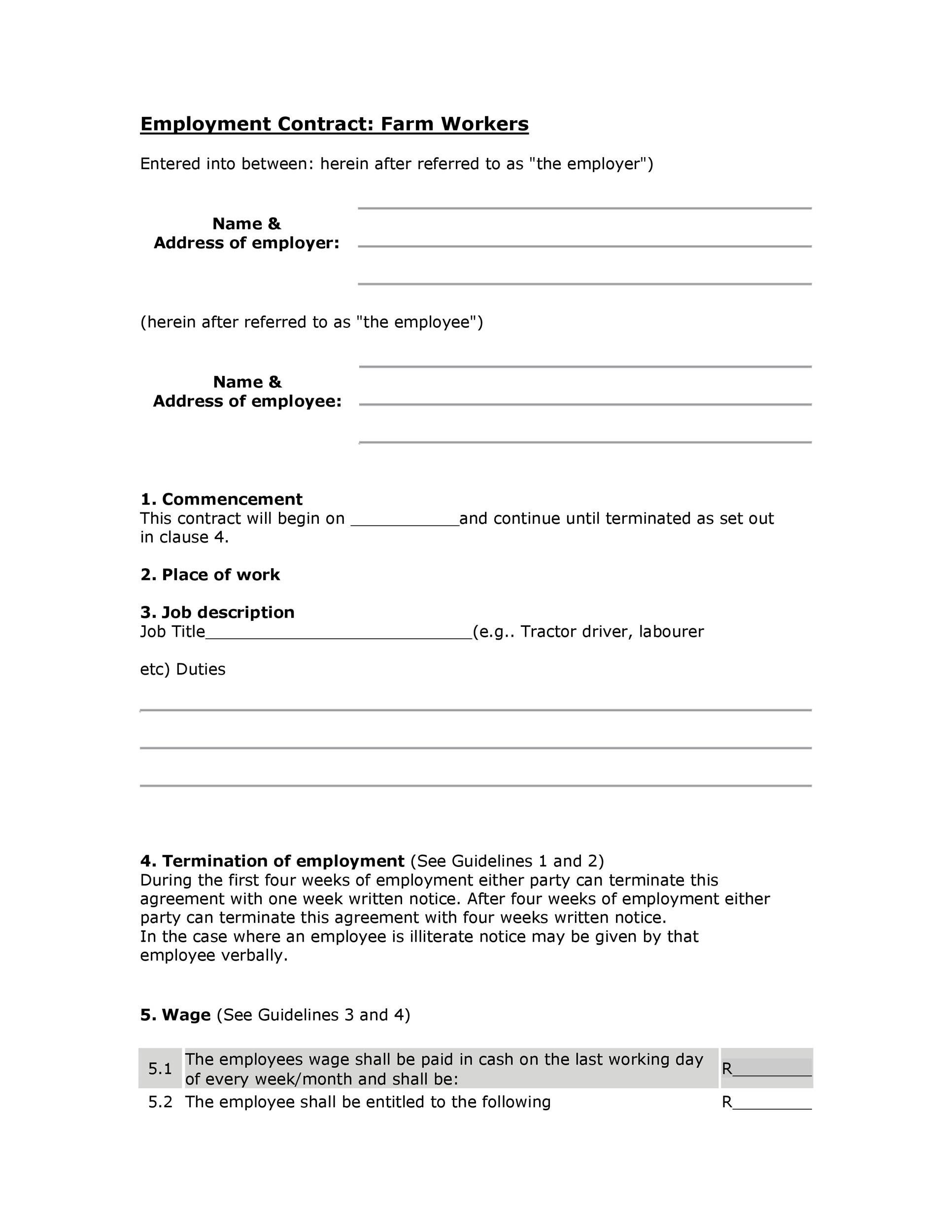 Printable Employment Contract Template