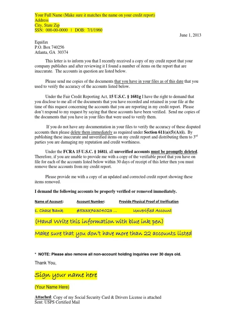609 Credit Dispute Letter1 PDF Credit History Social 