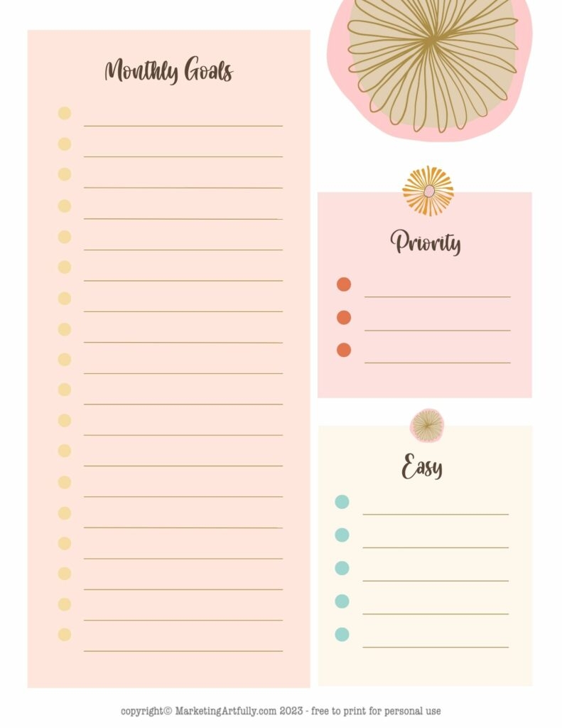 Cute Printable Goal Template