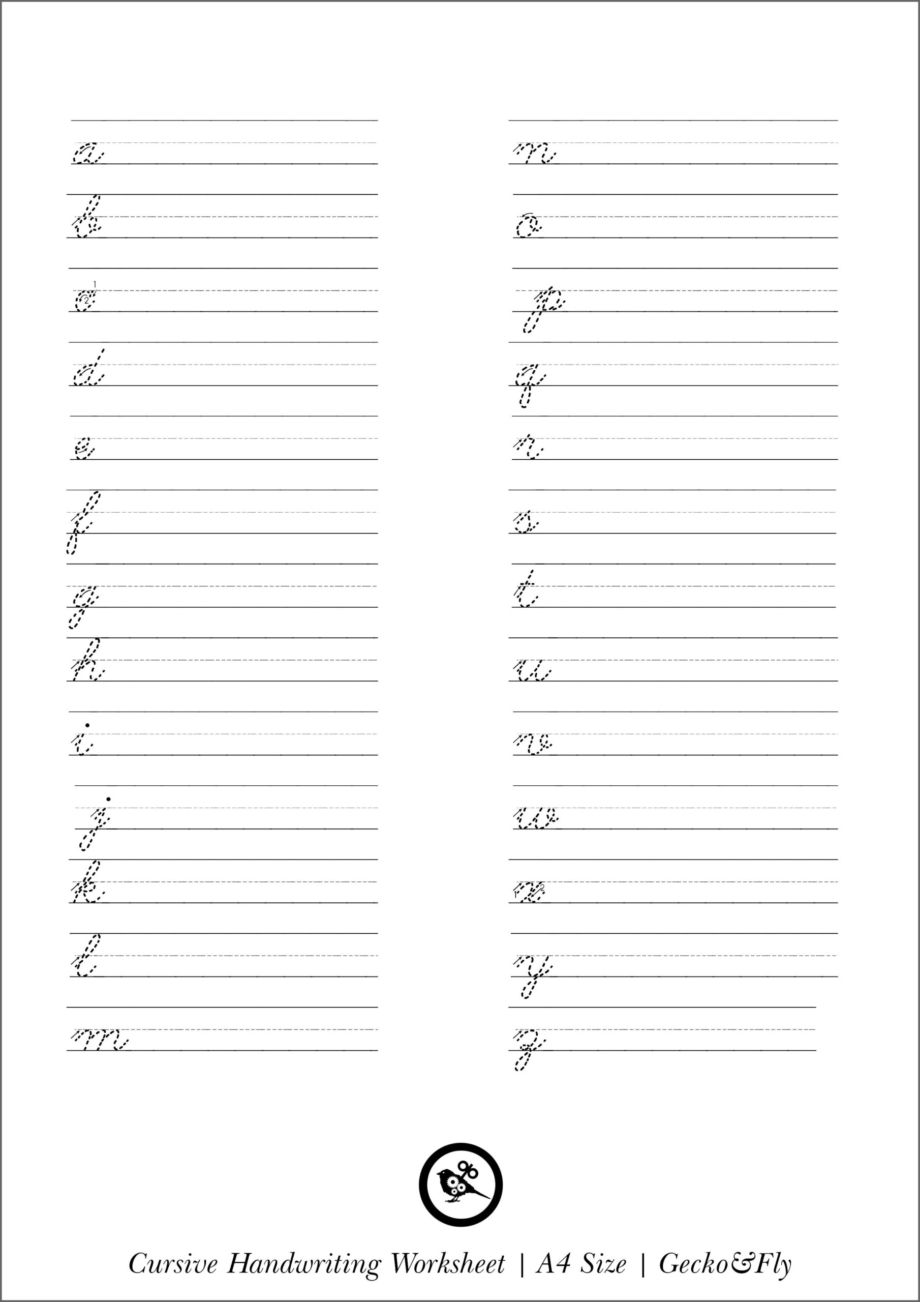Printable Cursive Handwriting Practice Worksheets