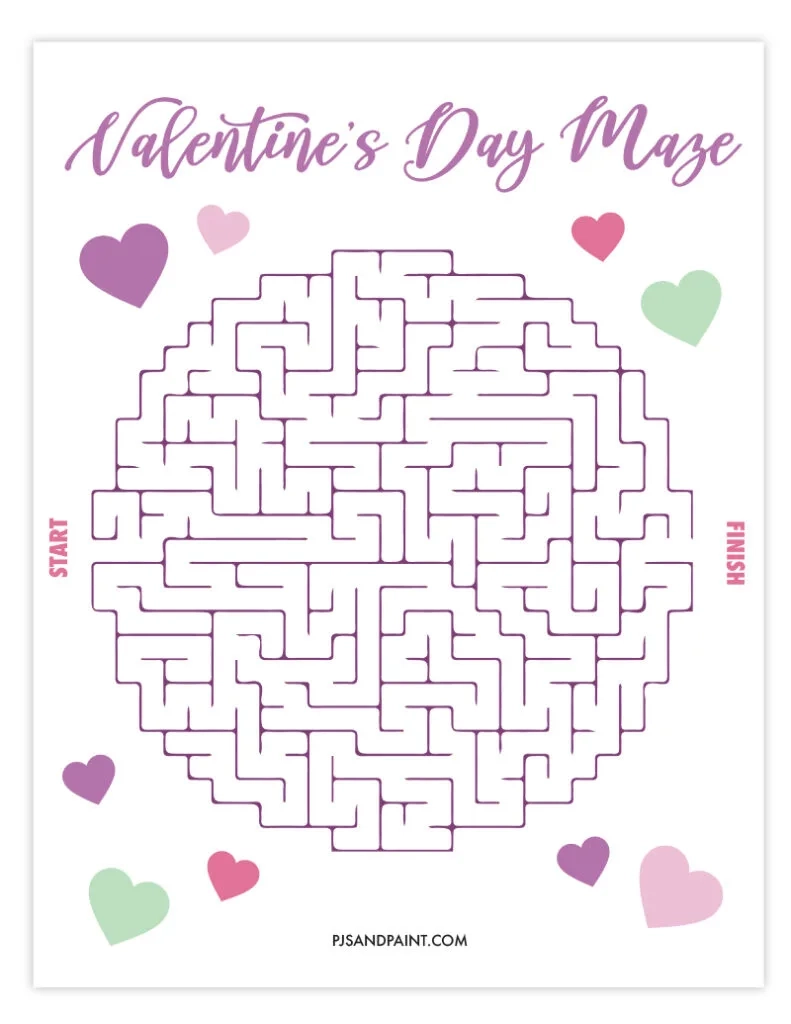 9 Free Printable Valentine s Day Mazes Pjs And Paint