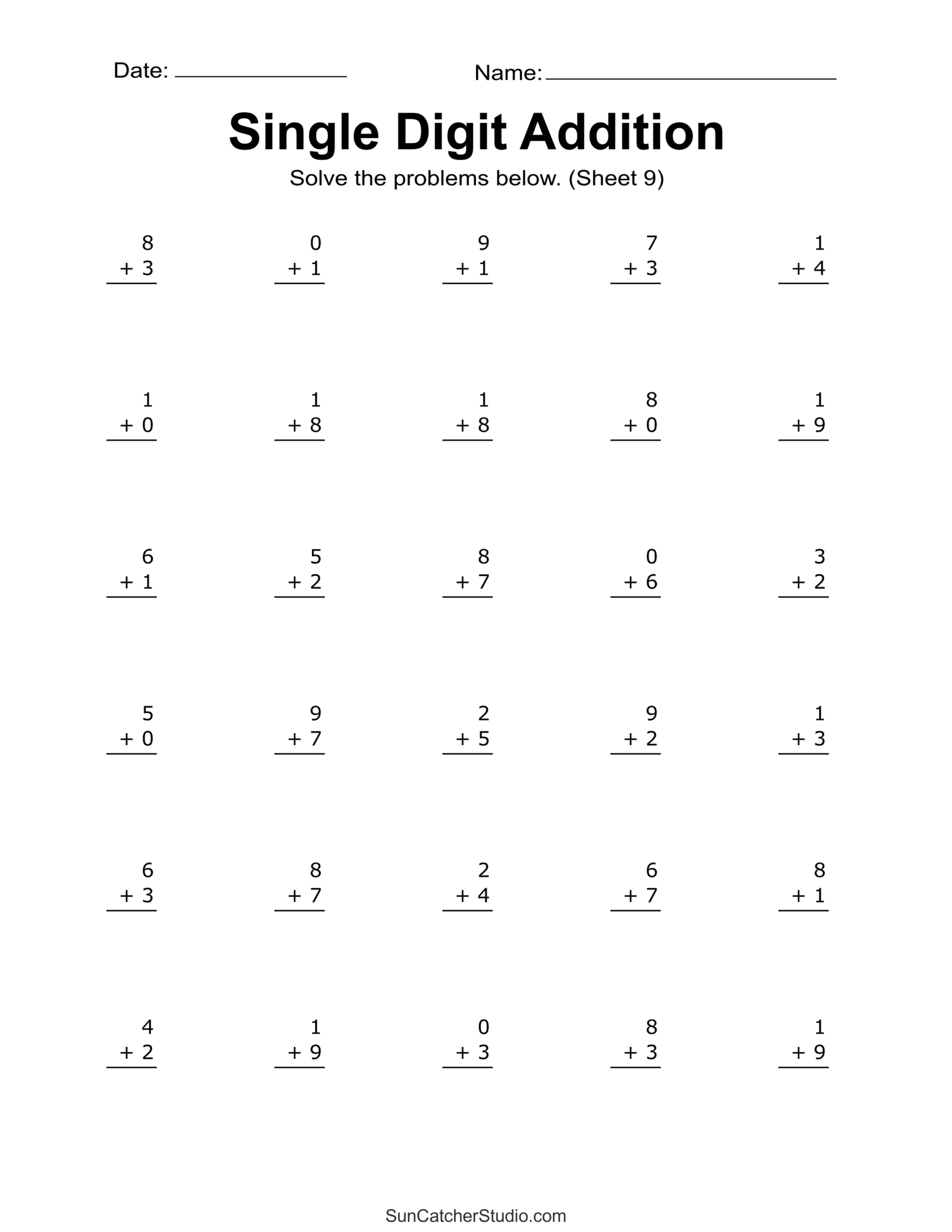Math Free Printable Worksheets For 1st Grade