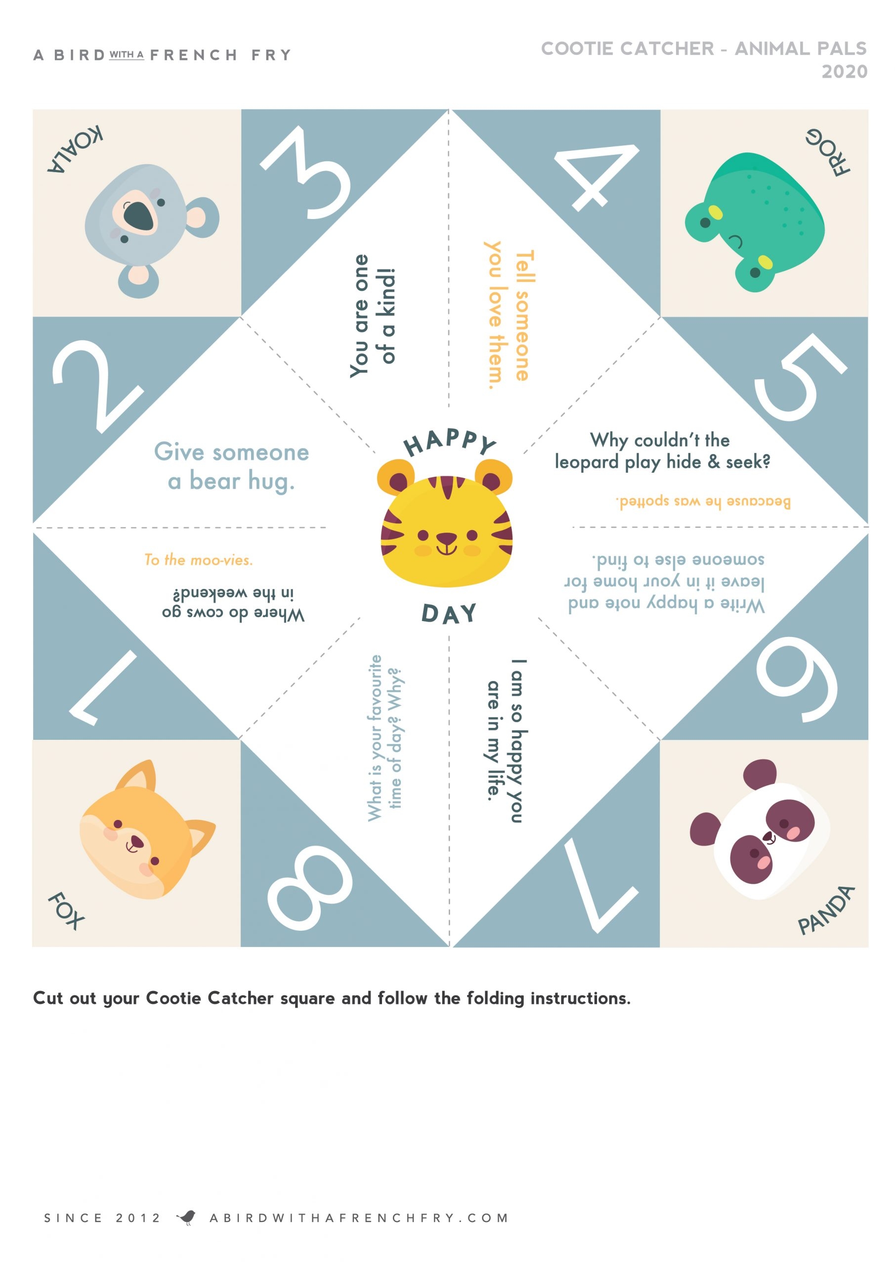 Animal Pals Cootie Catcher Printable