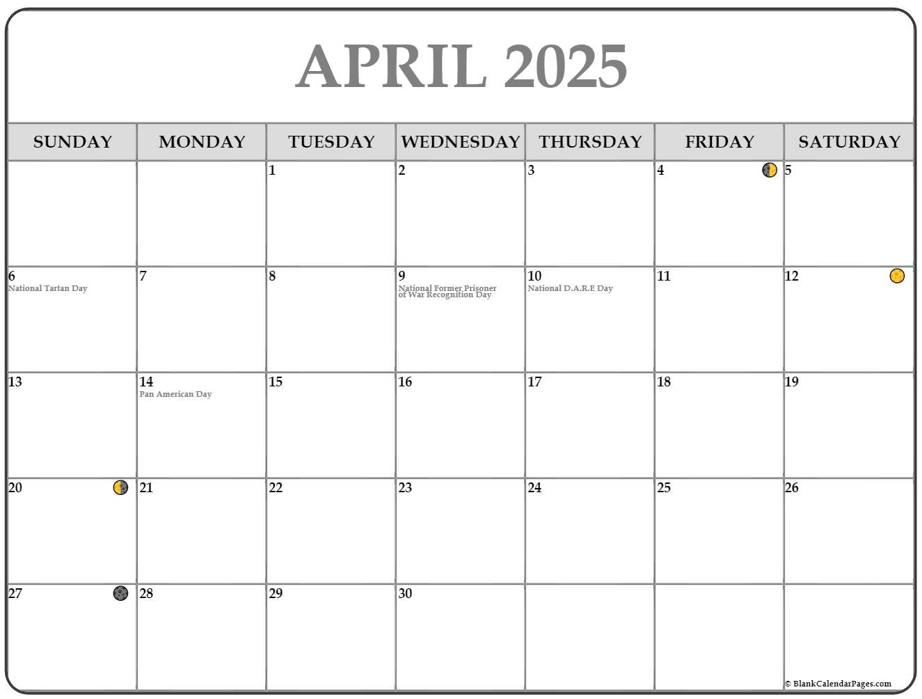 April 2025 Lunar Calendar Moon Phase Calendar