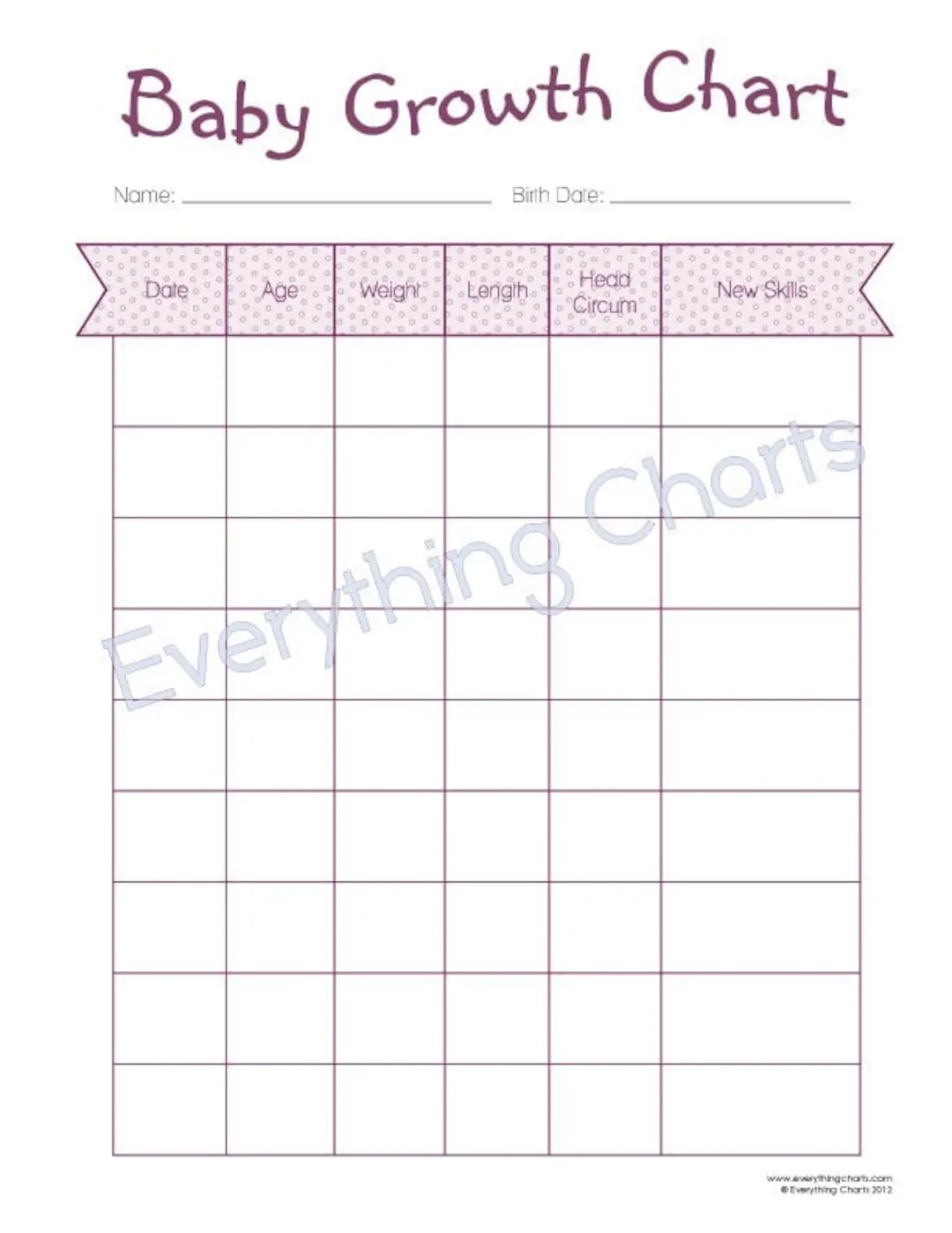 Baby Growth Chart PDF File Printable Etsy de