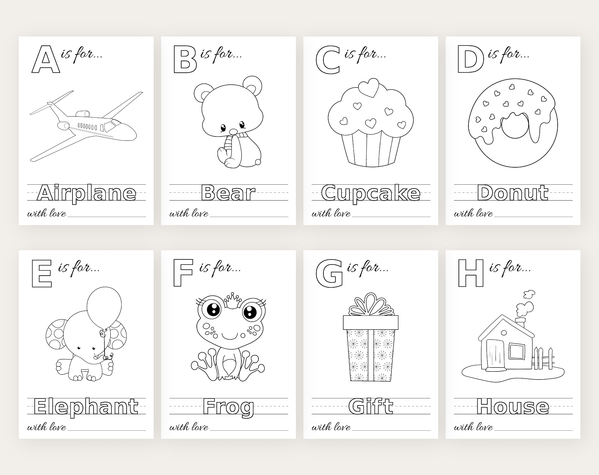 Babys First ABC Book Coloring Pages Baby Shower Activity 