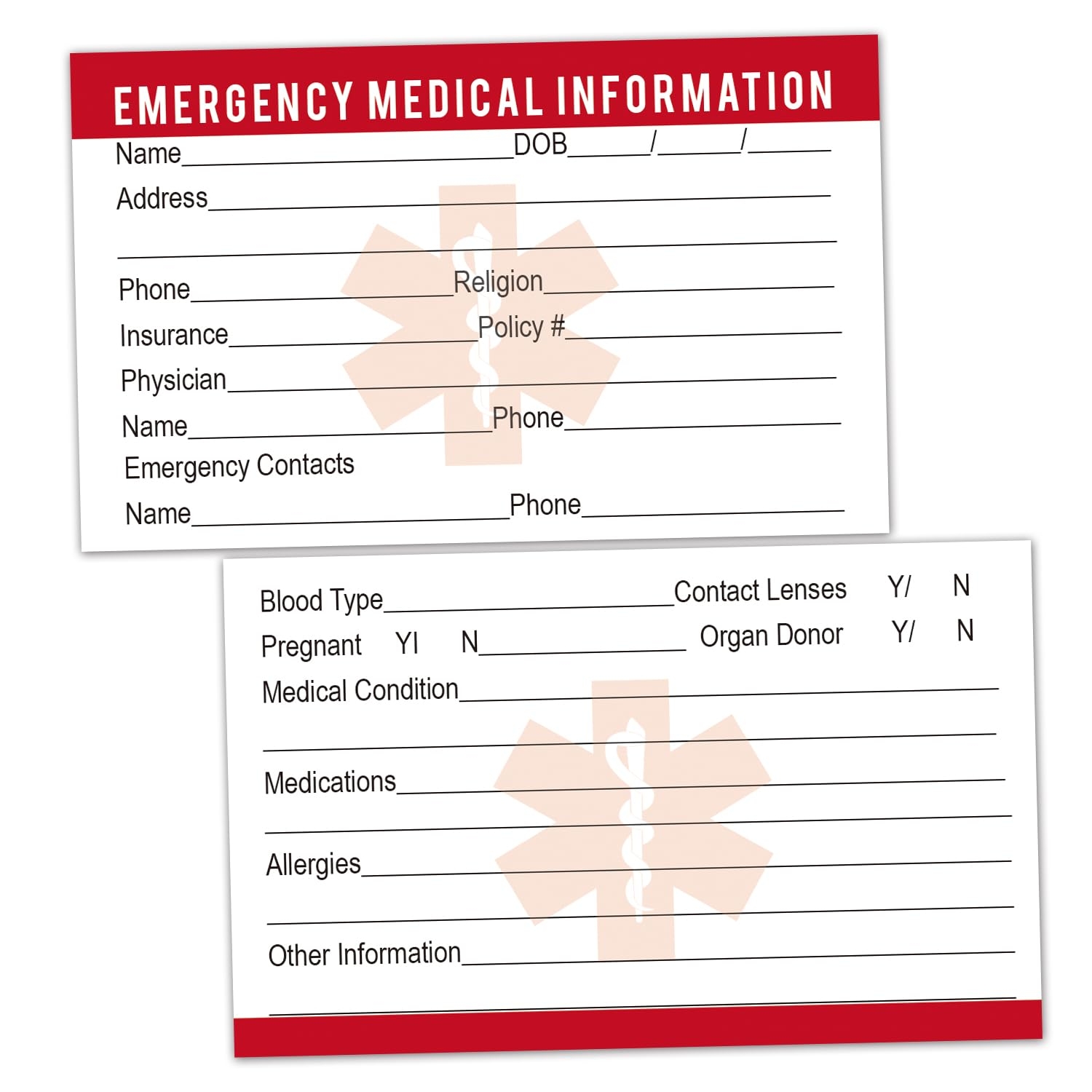 Wallet Printable Emergency Card Template