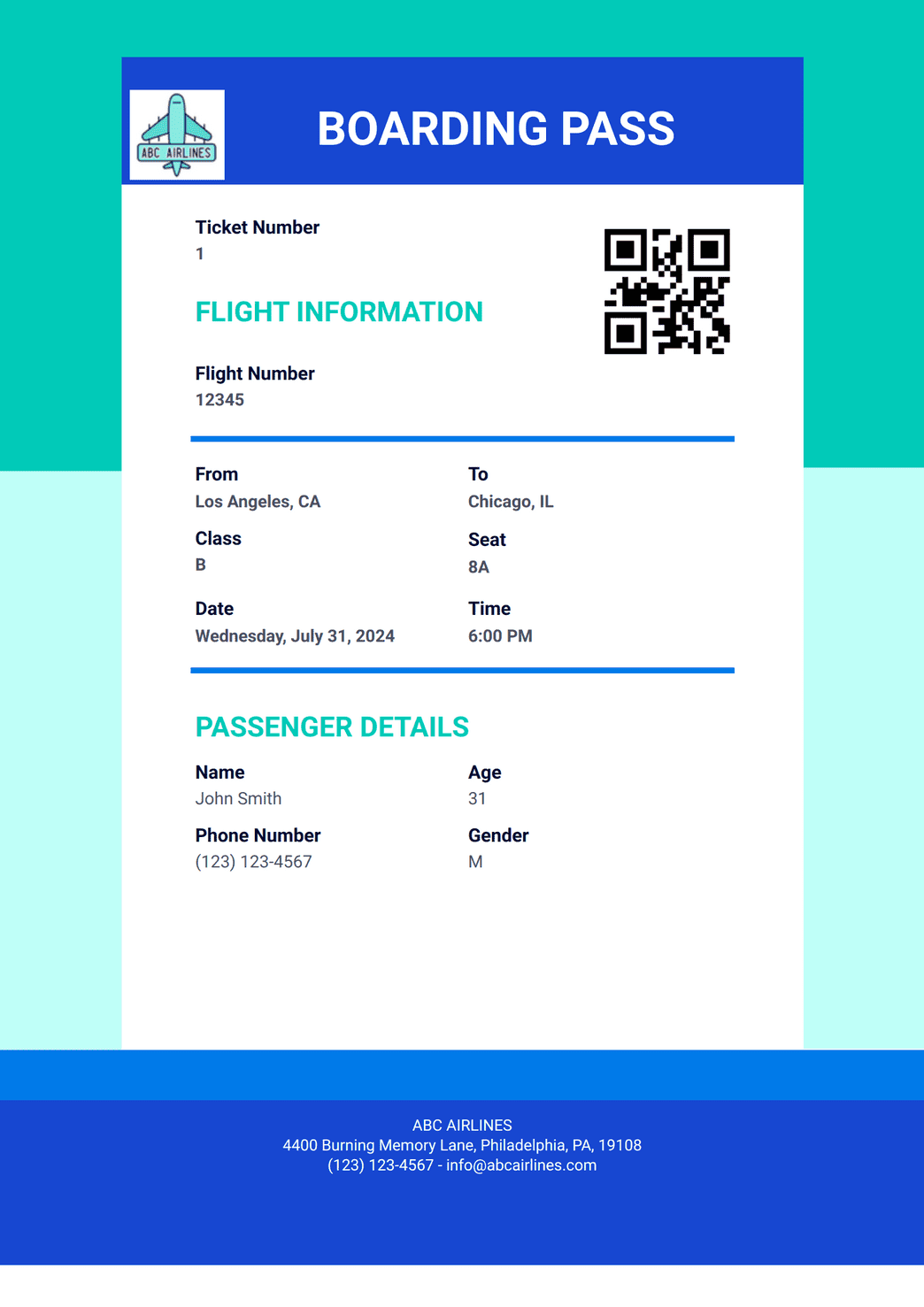 Printable Flight Ticket Template