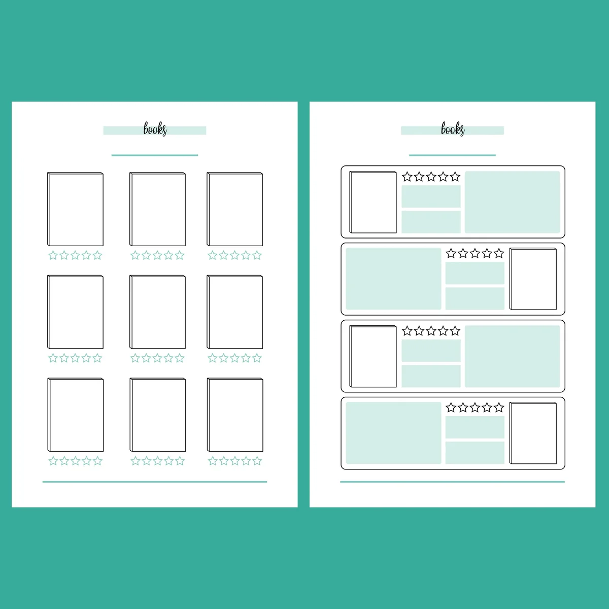 Book Tracker Journal Template Instant Download Printable PDF 