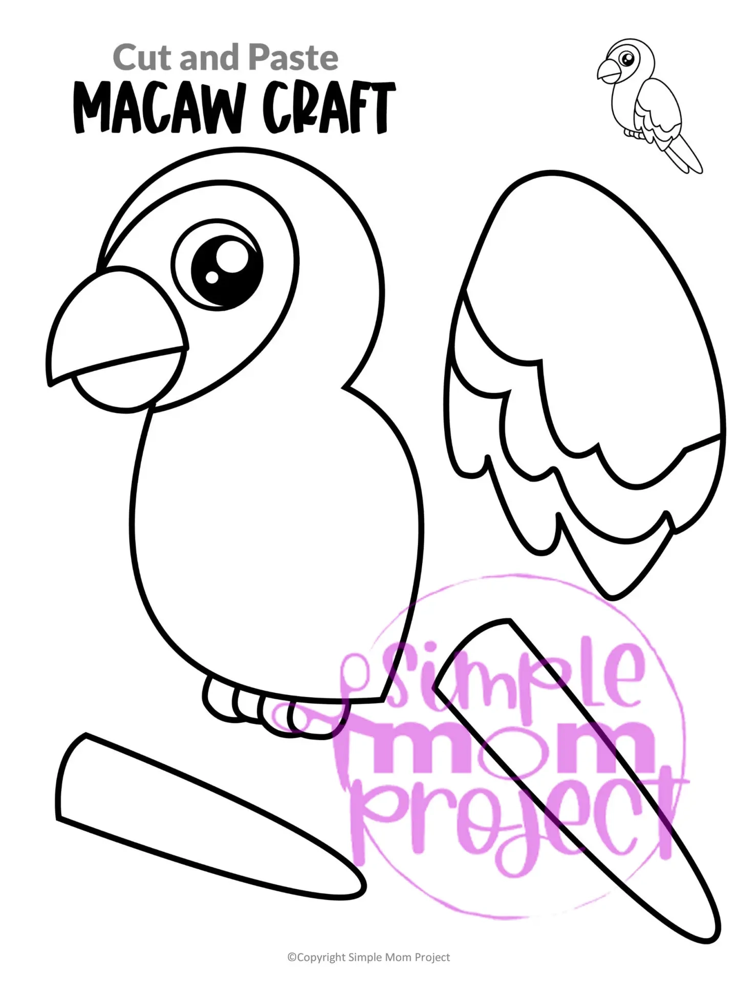 Build a Parrot Craft Printable Cut amp Paste Activity For Kids