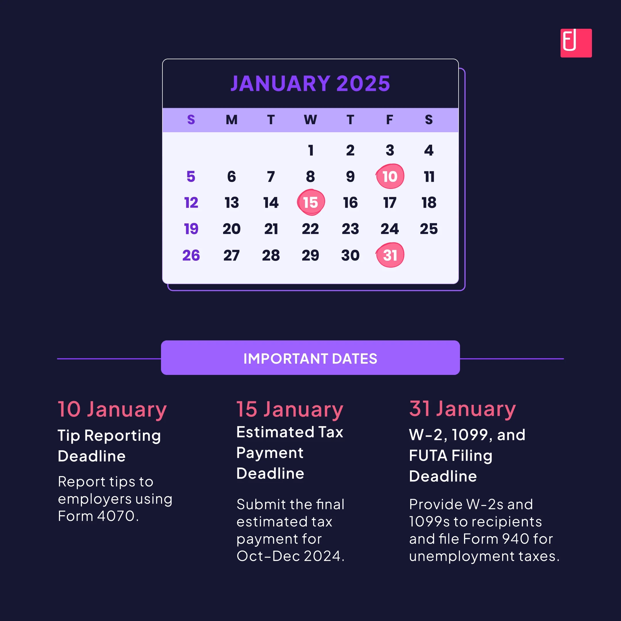 Business Tax Deadlines Key Dates For 2025