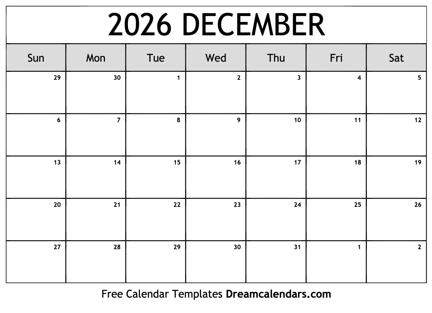 Calendar 2026 December World Holidays Calendar