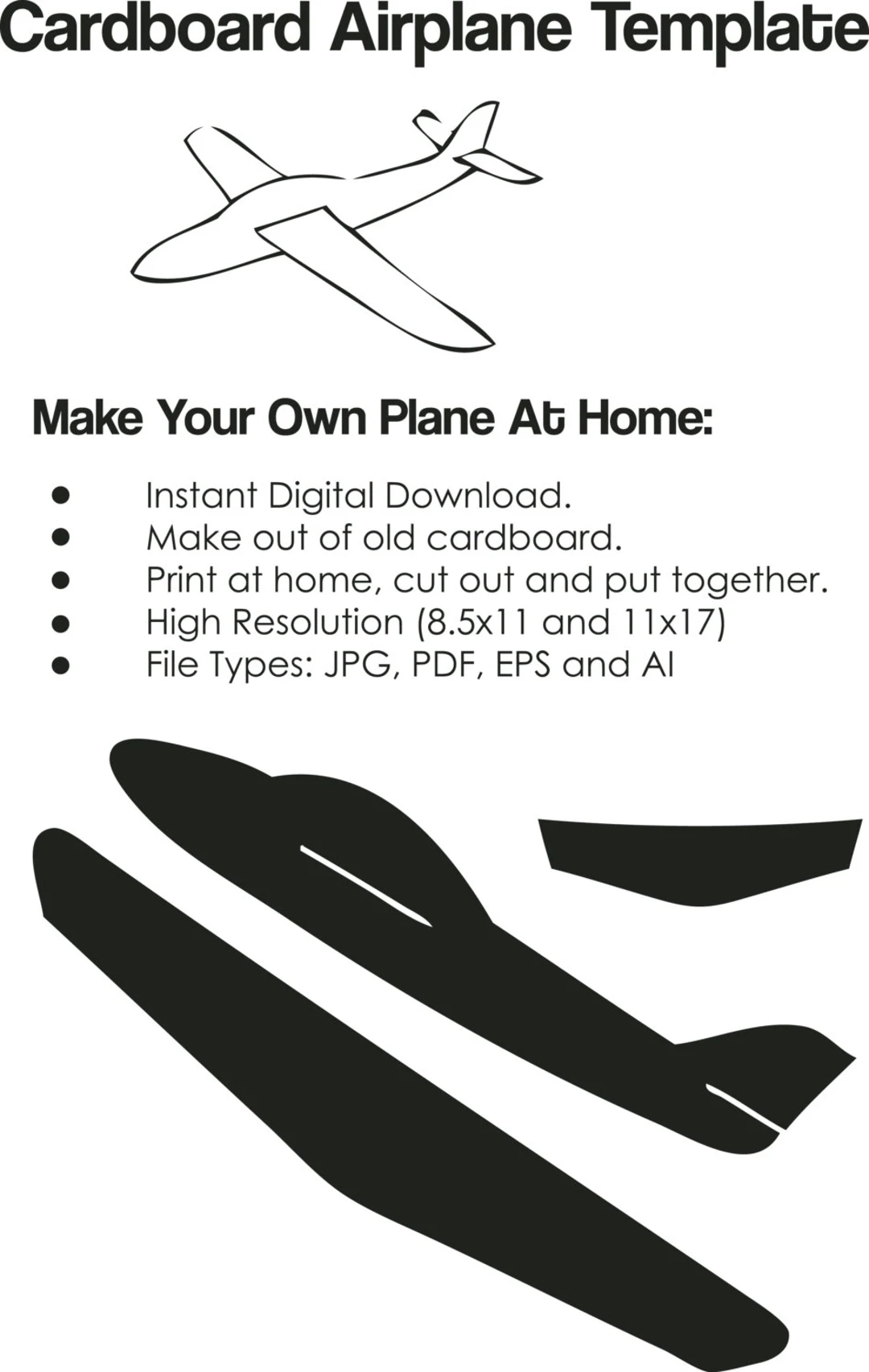Cardboard Airplane Template Airplane Cutout On Paper Cardboard 