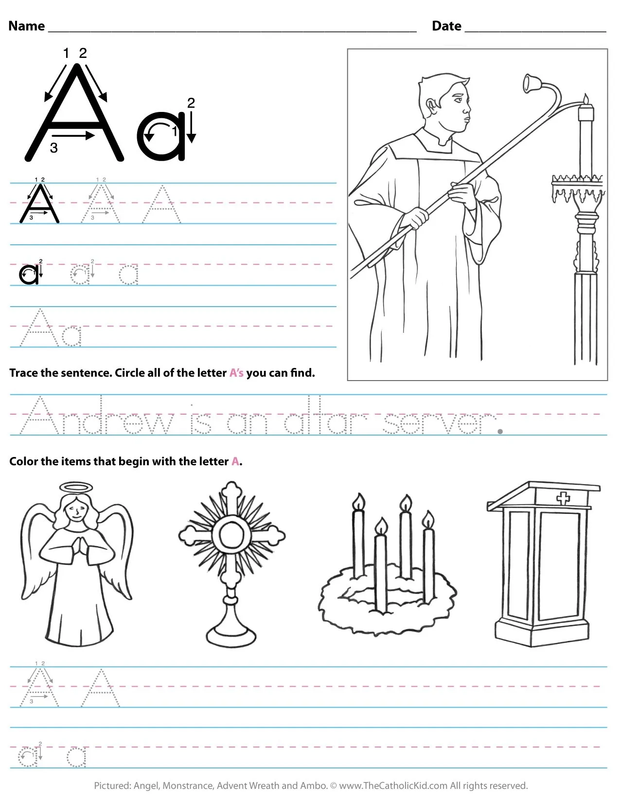 Catholic Alphabet Letter Worksheets amp Coloring Pages 