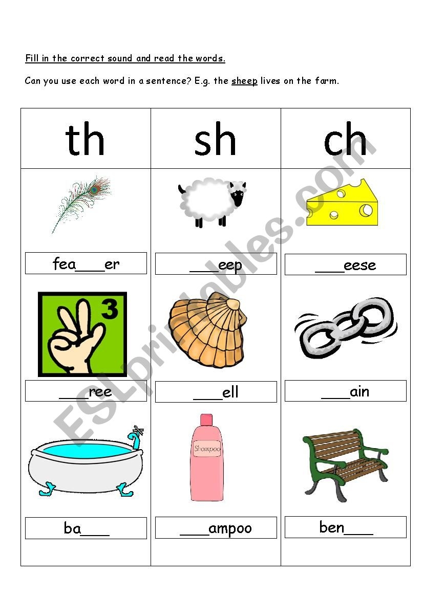 Ch Sh And Th Digraphs ESL Worksheet By Kebabsalad Worksheets 