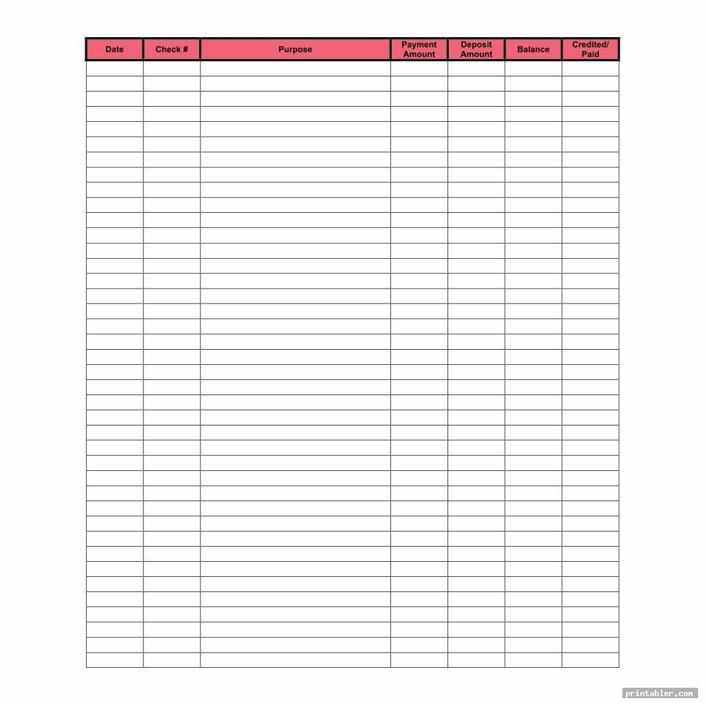 Check Register Printable Template