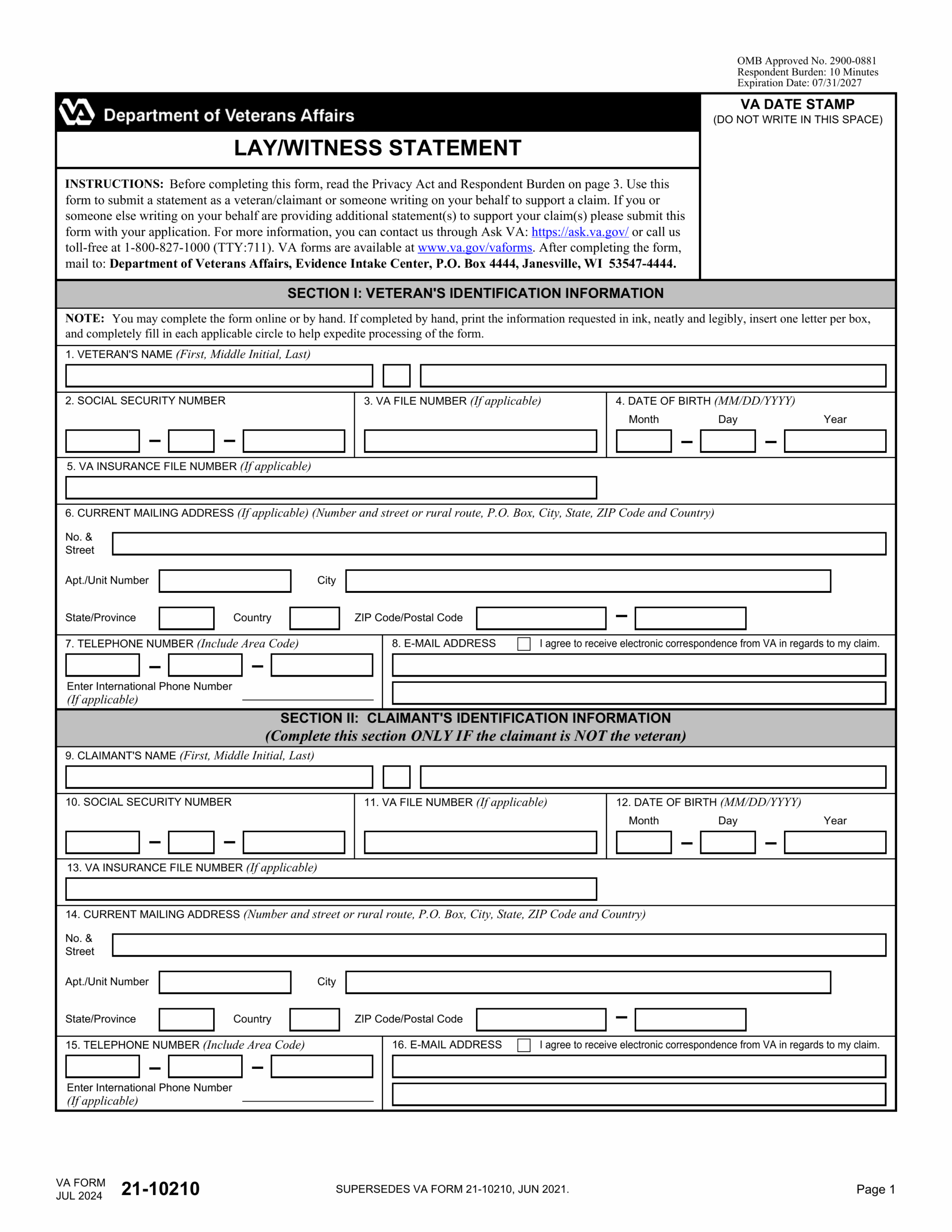 Social Security Form Cms 40b Printable