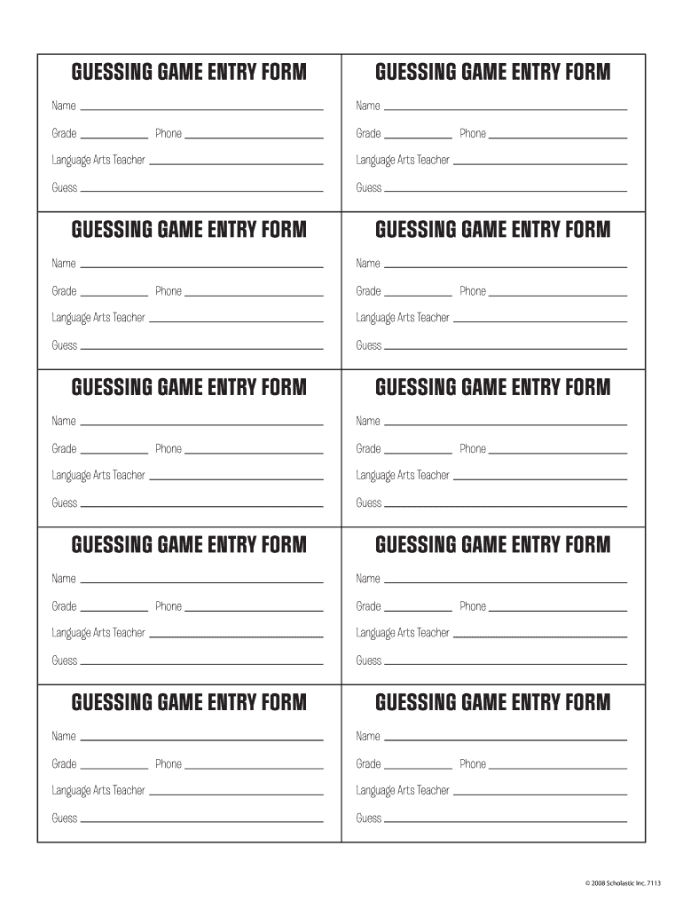 Free Printable Raffle Entry Form Template