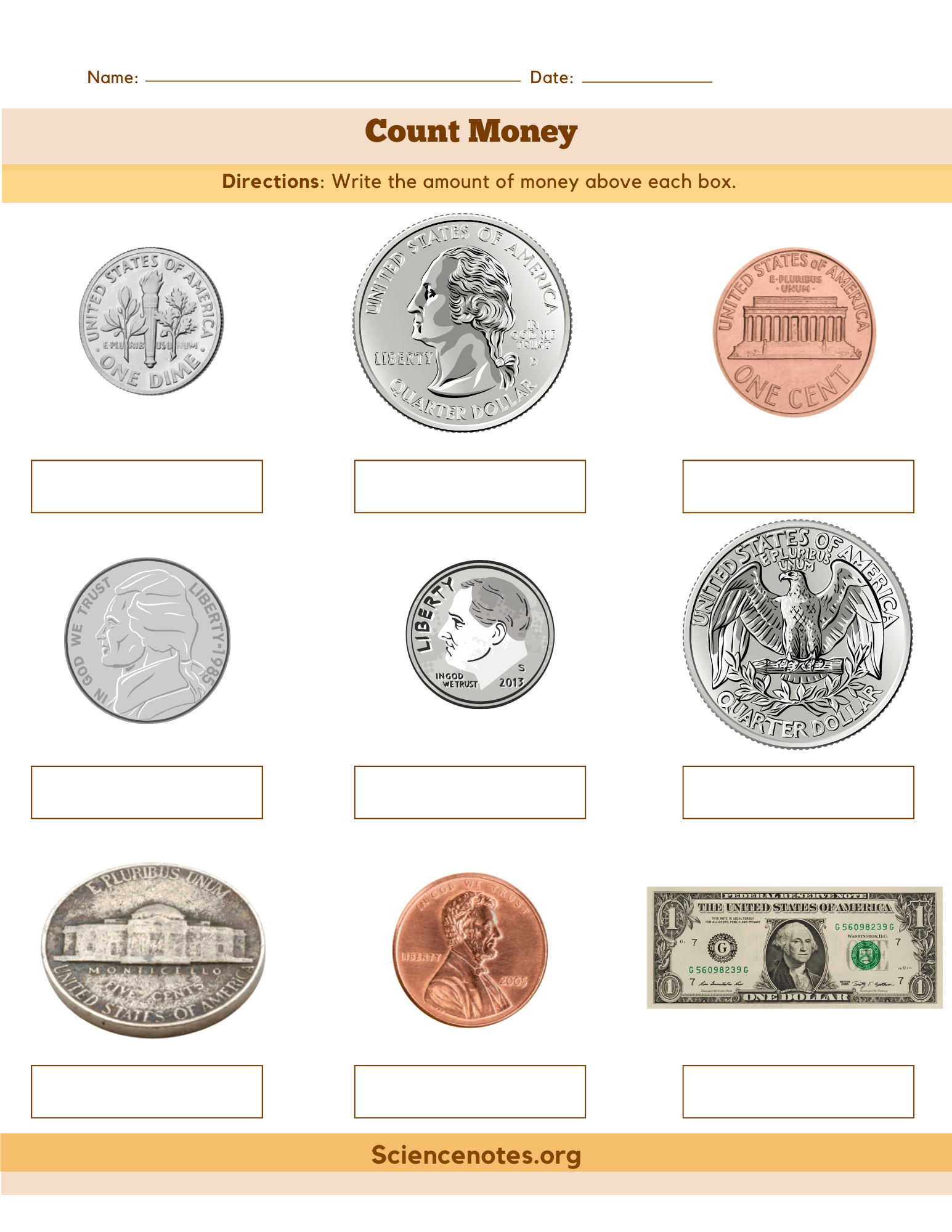 Free Printable Coin Counting Worksheets