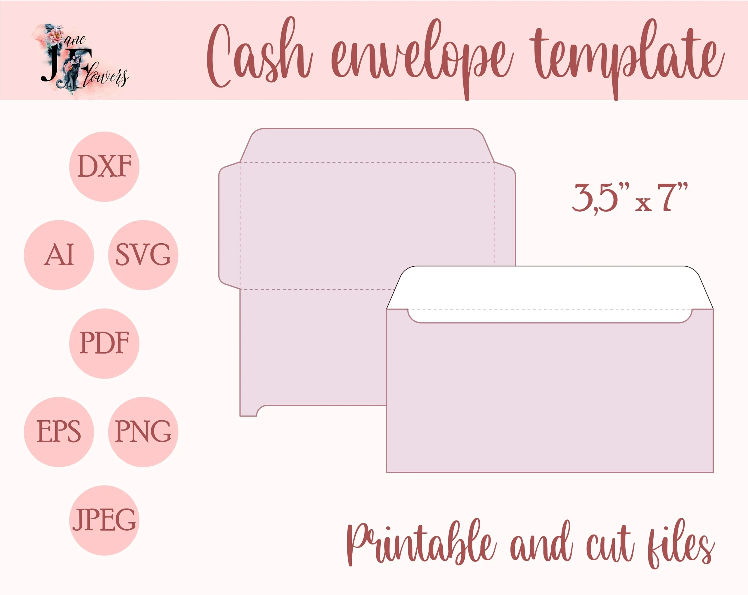 Printable Budget Envelope Template Shabby Chic