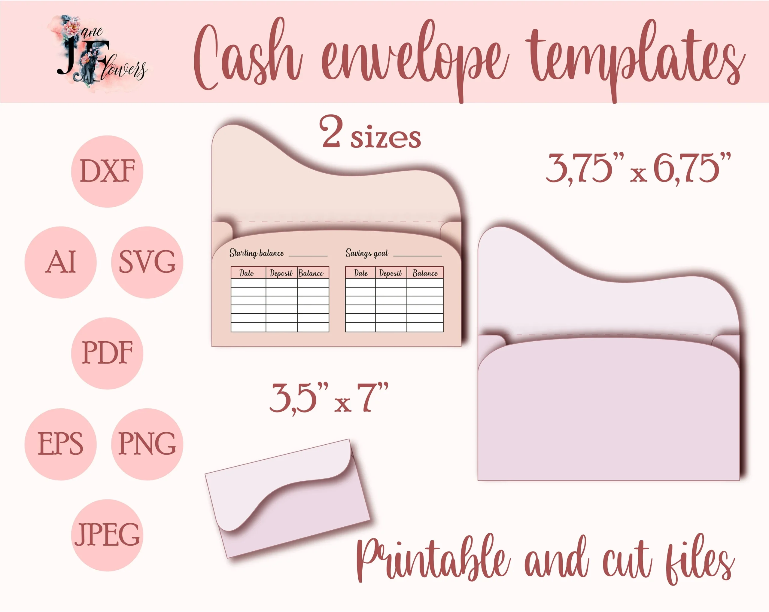 Cute Cash Envelope Template Svg Budget Envelopes Pattern SVG 