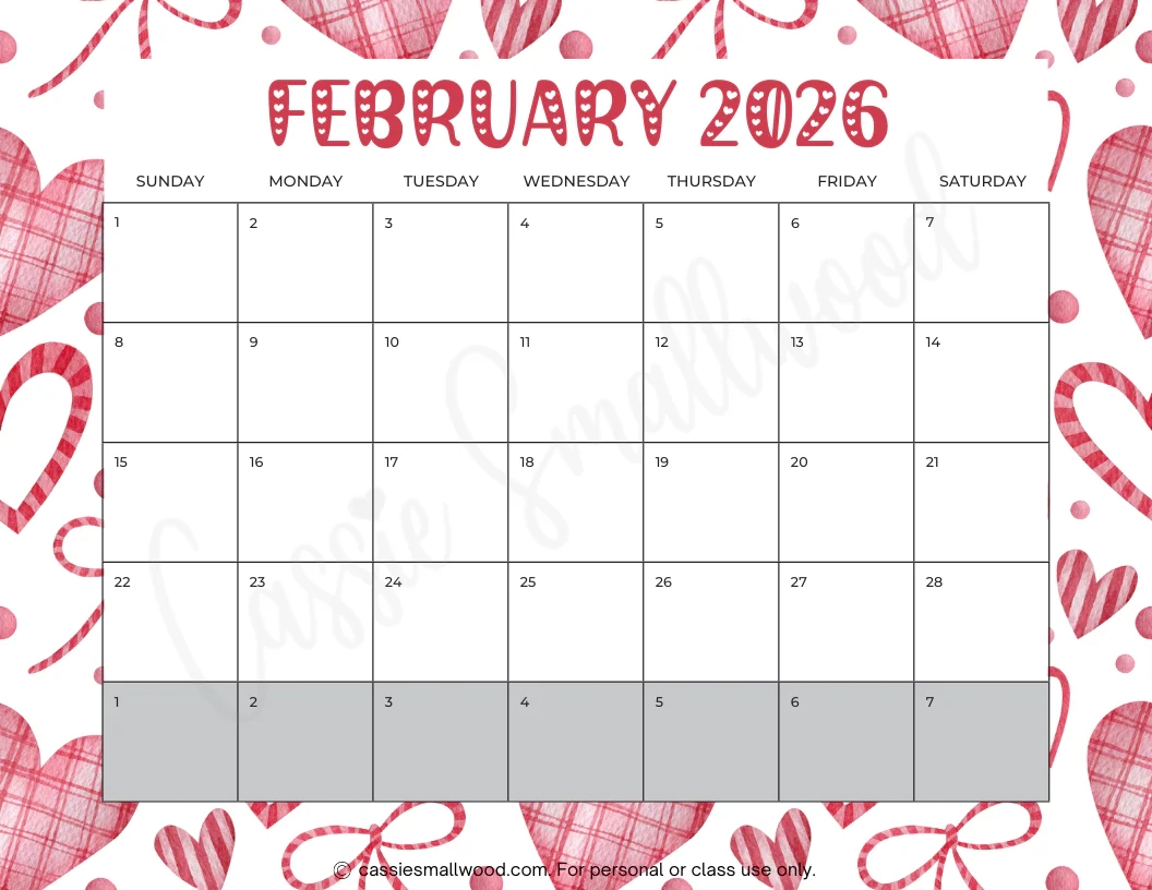 2026 Printable Calendar By Month