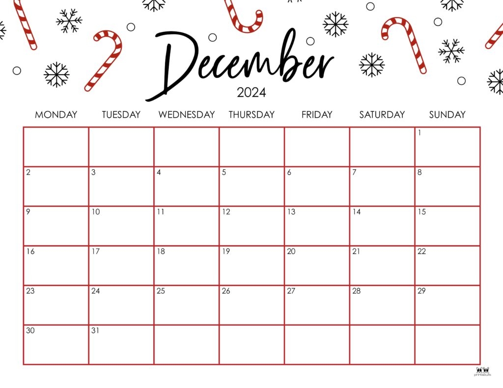 December Printable Monthly Calendar