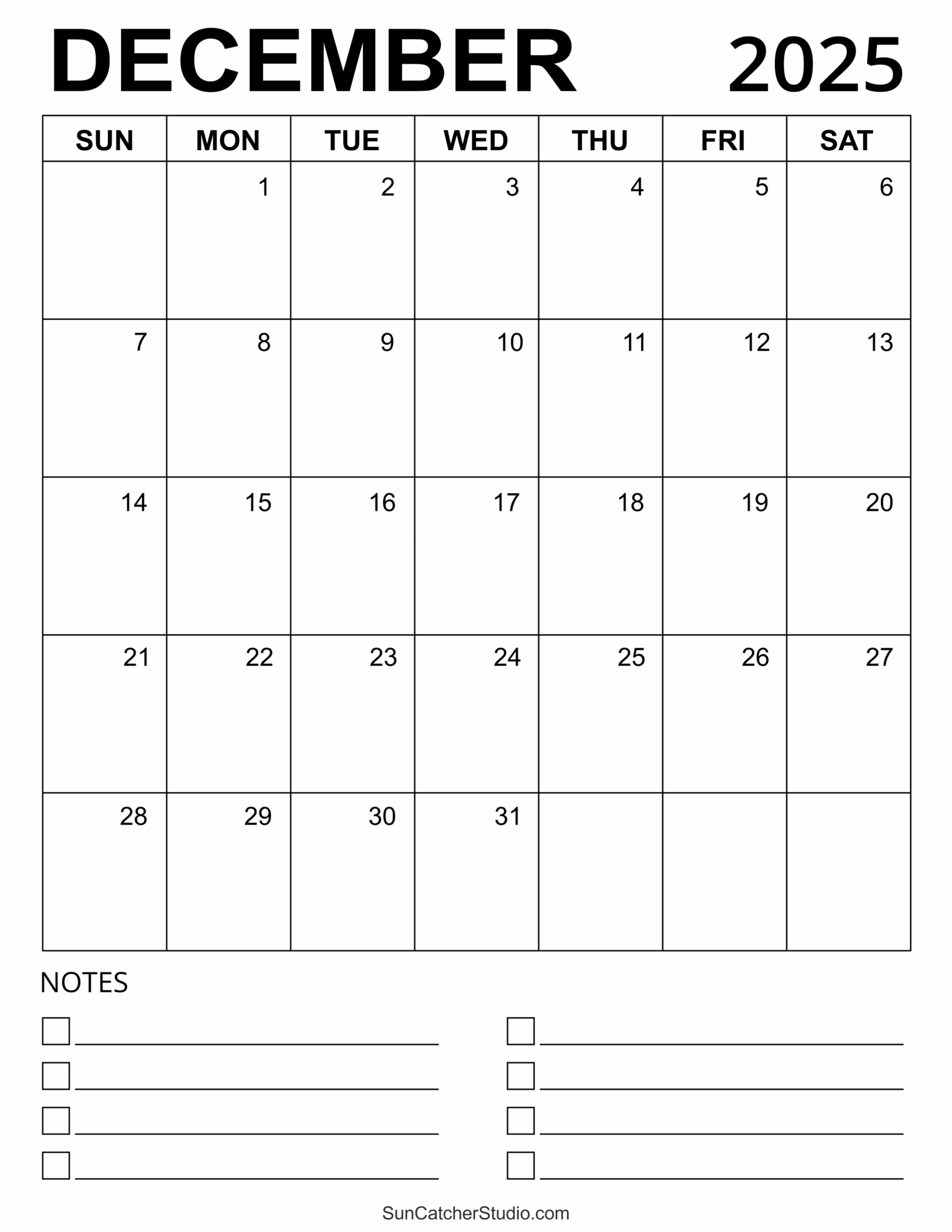 December 2025 Calendar Free Printable Free Printables 