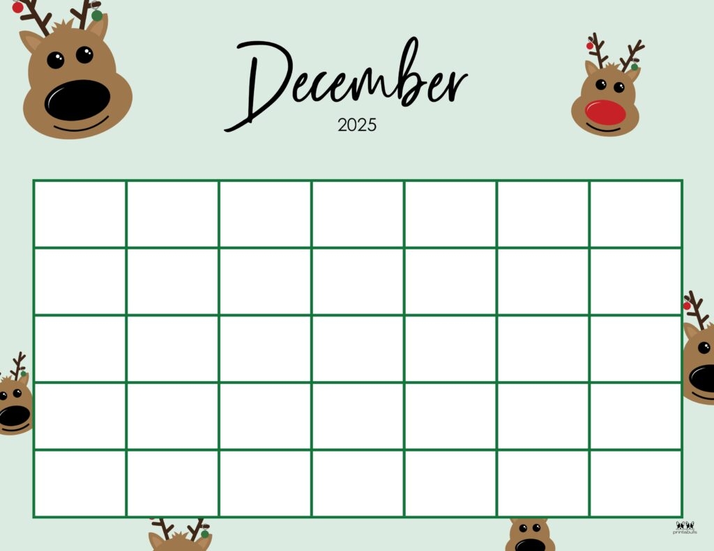 December Calendar No Dates Printable