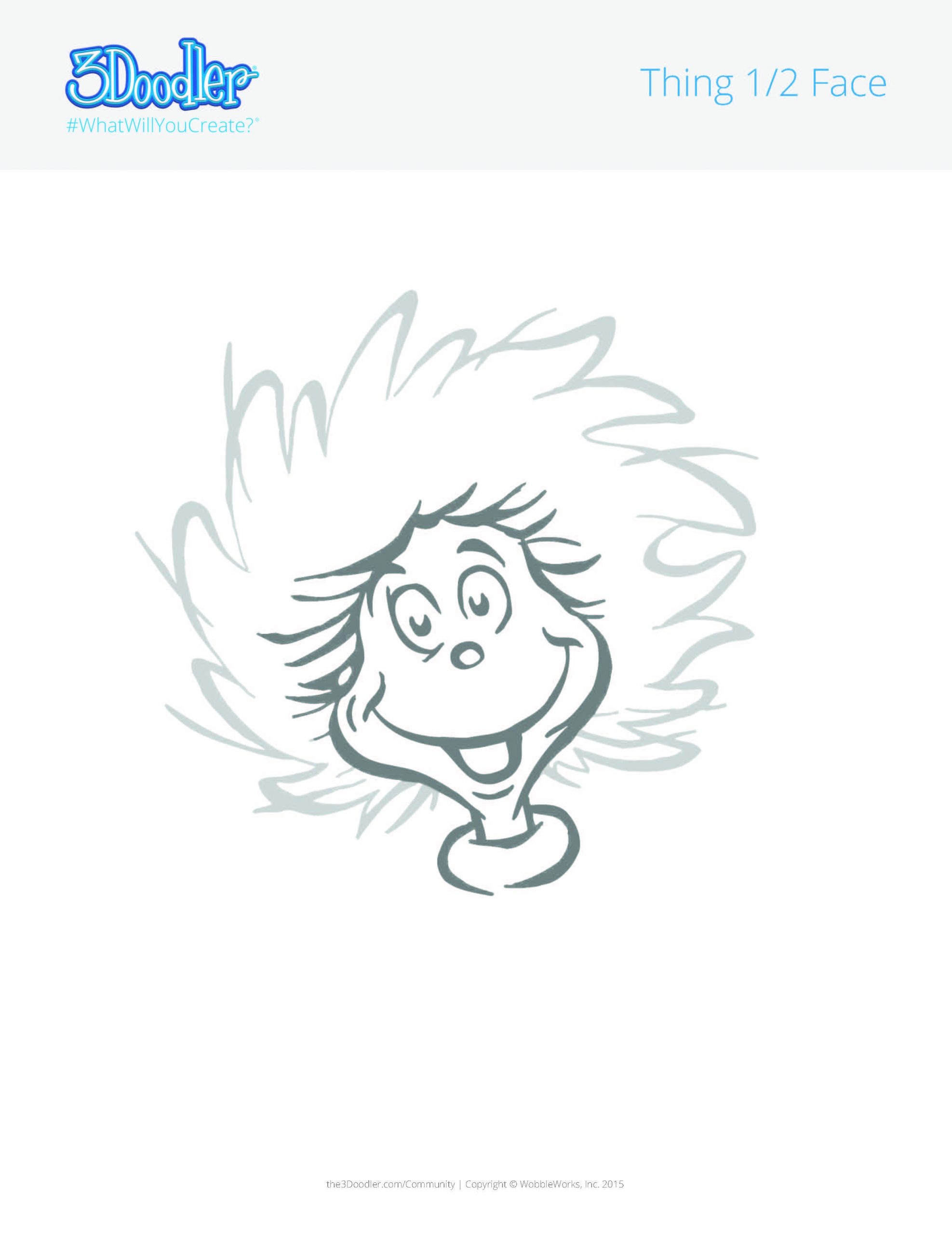Dr Seuss Thing 1 amp Thing 2 Hairstyles 3D Pen Stencil 3Doodler