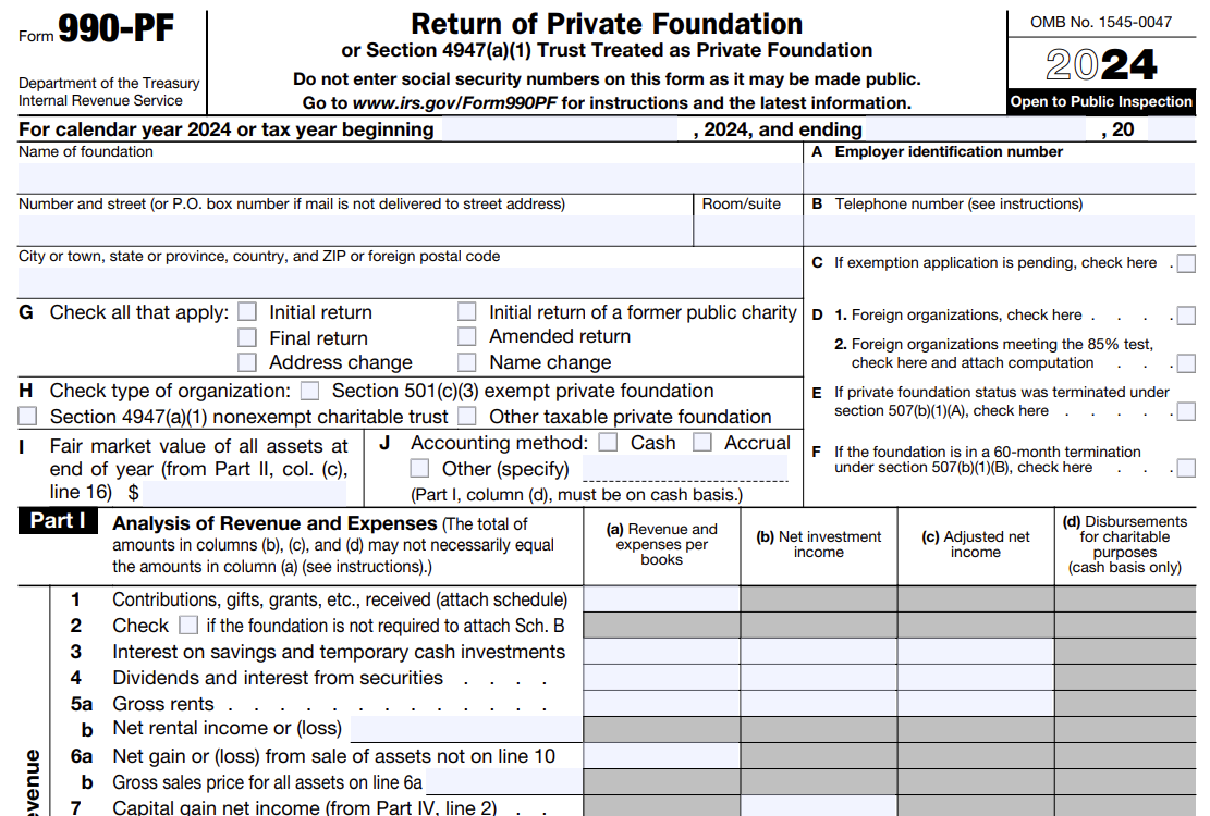 Irs Form 990-Pf