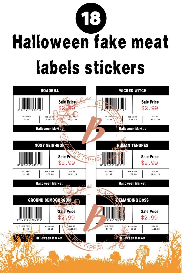 Editable Halloween Meat Labels Fake Meat Label Halloween Treat 