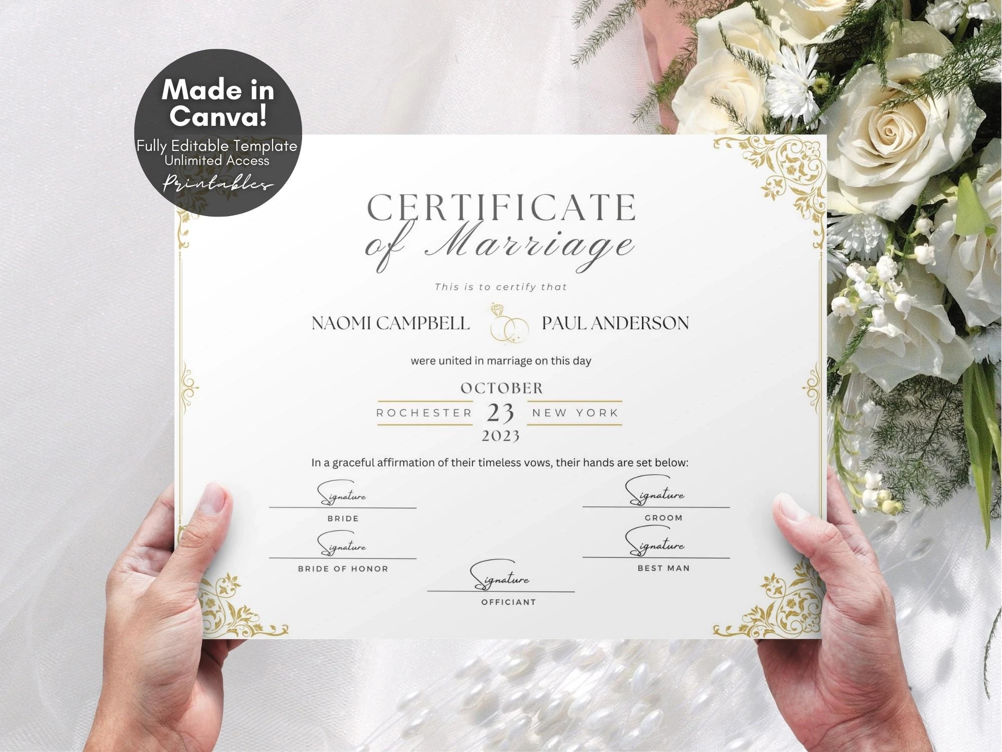 Editable Marriage Certificate Template Printable Certificate Of 