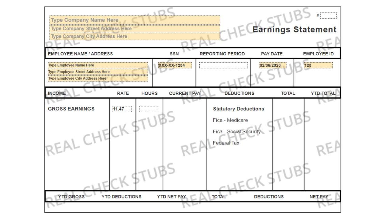 Editable Pay Stub Templates Customizable Check Stubs Download