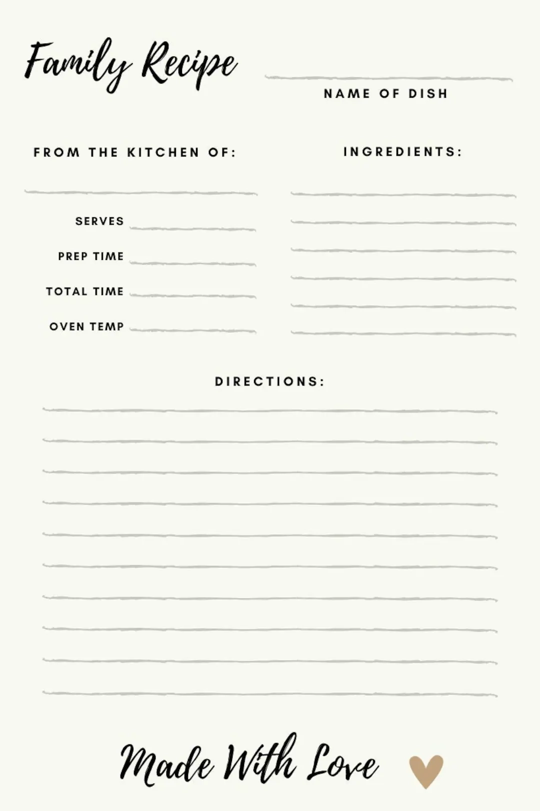 Cookbook Template Printable