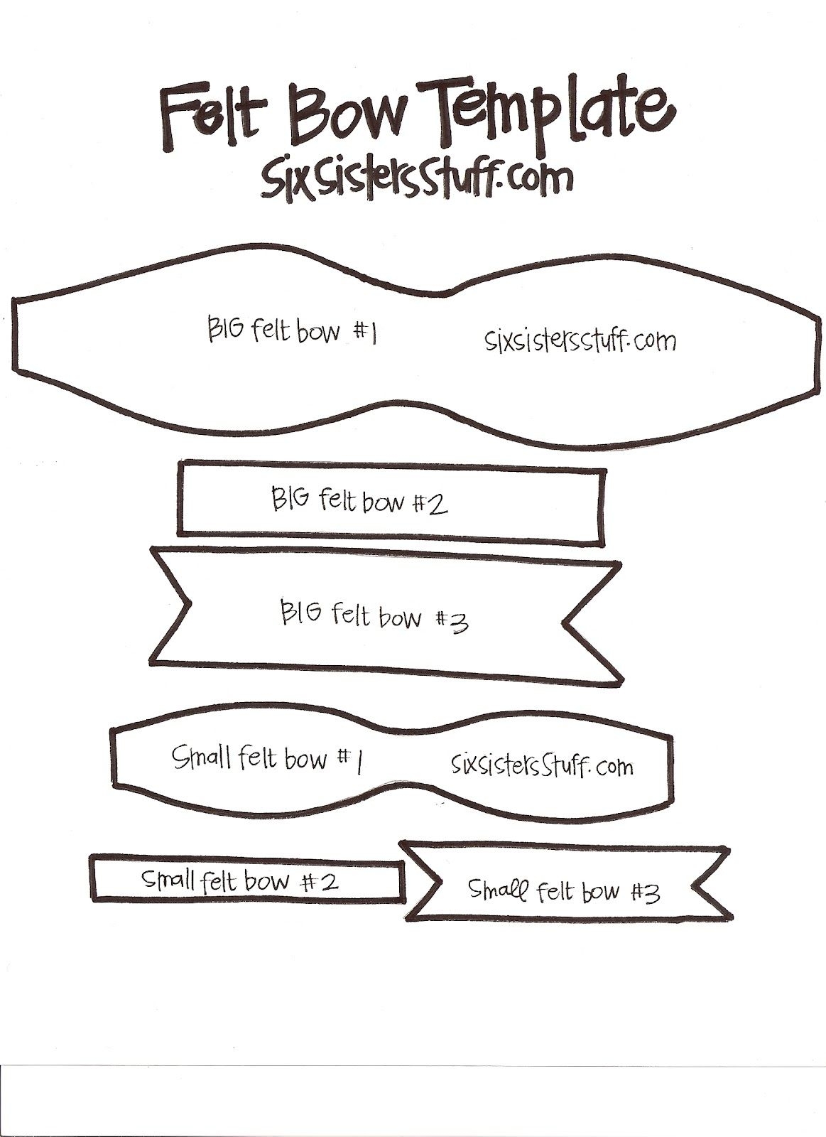 Felt Bow Template SixSistersStuff 